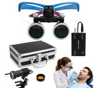 Lupas Binoculares Ergonómicas De Precisión Con Distancia De Trabajo De 420mm, Lentes De Aumento De Cristal Óptico Con Luz LED De 5W, Filtro De Linterna Frontal Y Caja De Aluminio(Blue,3.5X)