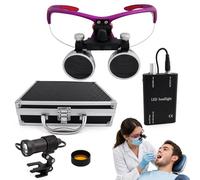 Lupas Binoculares Ergonómicas De Precisión Con Distancia De Trabajo De 420mm, Lentes De Aumento De Cristal Óptico Con Luz LED De 5W, Filtro De Linterna Frontal Y Caja De Aluminio(Purple,3.5X)