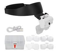 Lupas con Luz LED, Lupa con Soporte de Lupa con Diadema Manos Libres, Lupa con Diadema con Carga USB, para Leer el Reloj Reparación de Teléfonos Móviles