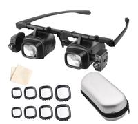 Lupas con luz, Lupa de cabeza con luz, Lupas 2.0X 6.0X 10.0X 24.0X Lentes de aumento intercambiables, Diadema manos libresLupa para lectura, electricistas, costura, manualidades, joyeros