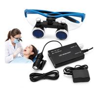 Lupas Dentales Con Luz, Lupa Binocular De 2.5X Y 3.5X A 420mm, Gafas Precisión Ultraligeras Montadas En La Cabeza Con Filtro, Diadema Ángulo Ajustable Y Estuche Almacenamiento Portátil(Blue,2.5X)