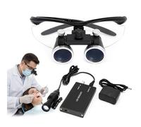Lupas Dentales Con Luz, Lupa Binocular De 2.5X Y 3.5X A 420mm, Gafas Precisión Ultraligeras Montadas En La Cabeza Con Filtro, Diadema Ángulo Ajustable Y Estuche Almacenamiento Portátil(Negro,3.5X)