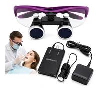 Lupas Dentales Con Luz, Lupa Binocular De 2.5X Y 3.5X A 420mm, Gafas Precisión Ultraligeras Montadas En La Cabeza Con Filtro, Diadema Ángulo Ajustable Y Estuche Almacenamiento Portátil(Purple,3.5X)