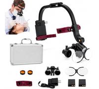 Lupas Dentales Montadas En La Cabeza Con Linterna Frontal LED, Lupa Binocular De 420 Mm Con Aumento De 2.5X/3.5X, Gafas Dentales Recargables Con Linterna Frontal, Diseño Ergonómico(3.5X)