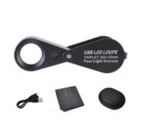 Lupas plegables de aumento de 10 x 20 x 30 x con iluminación LED para inspección detallada de piedras preciosas y lupas iluminadas por LED de monedas