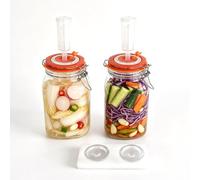 LUPATDY 2 vasos de fermentación de 1,5 l/48 oz, vasos de fermentación con válvula de fermentación, boca ancha, vasos de fermentación con peso, juego de fermentación para kimchi, levadura, chucrut