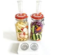 LUPATDY 2 vasos de fermentación de 2 l/64 oz, vasos de fermentación con válvula de fermentación, boca ancha, vasos de fermentación con peso, juego de fermentación para kimchi, levadura, chucrut, kéfir