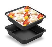LUPATDY Juego de 2 moldes cuadrados para hornear, molde cuadrado de acero inoxidable con revestimiento antiadherente, bandeja para hornear brownie para lasaña/pasteles/tostadas, 22 x 22 x 5 cm