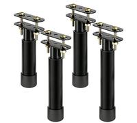 LUPATDY Juego de 4 Patas de Cama Ajustables en Altura 8-12cm - Versión Baja para Estructura de Cama delgada, Futón, Soporte para Sommier de Resortes, Negro Antideslizante - Instalación sin Taladro