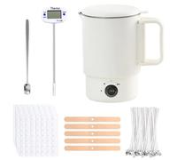 LUPATDY kit para Hacer Velas 800ml, Regalo Bricolaje, Kit Velas con 2 Niveles Potencia, Incluye Derretidor Cera, Termómetro, Mechas para Vela,Pegatinas para Mechas,Soporte para Mecha y Cuchara