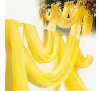 Lupatdy Tela de Organza, Tela de Organza Suave, 1,6m x 3m/5m, Tejido de Tul Transparente, para Coser para Bodas, Fiestas, Arcos, Vestidos, Faldas de Tul, Velo y Decoración Diy (Amarillo, 3x1,6m)