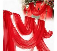 Lupatdy Tela de Organza, Tela de Organza Suave, 1,6m x 3m/5m, Tejido de Tul Transparente, para Coser para Bodas, Fiestas, Arcos, Vestidos, Faldas de Tul, Velo y Decoración Diy (Rojo, 3x1,6m)