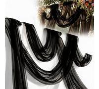 Lupatdy Tela de Organza, Tela de Organza Suave, 1,6m x 3m/5m, Tejido de Tul Transparente, para Coser para Bodas, Fiestas, Arcos, Vestidos, Faldas de Tul, Velo y Decoración Diy (Negro, 3x1,6m)