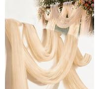 Lupatdy Tela de Organza, Tela de Organza Suave, 1,6m x 3m/5m, Tejido de Tul Transparente, para Coser para Bodas, Fiestas, Arcos, Vestidos, Faldas de Tul, Velo y Decoración Diy (Color champán, 3x1,6m)