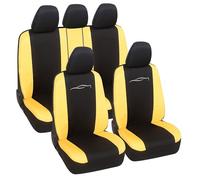 Lupex Fundas para asiento de coche universales modelo Racing, fundas de asiento delantero y trasero, compatibles con Airbag (negro - amarillo)