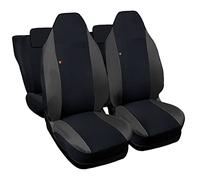 Lupex Shop Fundas para Asientos de Coche Compatibles con Smart ForFour, Made in Italy, Tejido de Poliéster, Juego Completo para Asientos Delanteros y Traseros (Negro - Gris Oscuro)