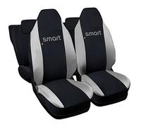 Lupex Shop Fundas para Asientos de Coche Compatibles con Smart ForFour, Made in Italy, Tejido de Poliéster, Juego Completo para Asientos Delanteros y Traseros (Negro - Gris Claro)