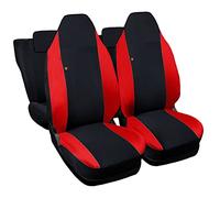 Lupex Shop Fundas para Asientos de Coche Compatibles con Smart ForFour, Made in Italy, Tejido de Poliéster, Juego Completo para Asientos Delanteros y Traseros (Negro - Rojo)