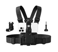 Lupholue Correa de montaje en el pecho para teléfono con base acolchada giratoria de 360° y arnés elástico ajustable para grabación POV/VLOG, compatible con iPhone, Samsung, DJI, Insta360, GoPro y la