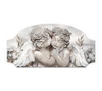 Lupia - Cuadro moderno con diseño de ángeles en flores, panel de fibra de madera, sobre tabla trabajada, 50 x 100 cm