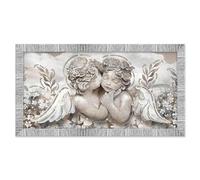 Lupia Cuadro moderno dormitorio con marco Giovy blanco plateado Angels in Flowers Mix 60 x 110 cm con purpurina