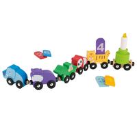 LUPILU® Tren de cumpleaños de madera con luz y sonido (animales)