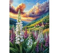 Lupinos en el Prado mágico Puzzles 500 Piezas Construir Maquetas Detalladas Animal Lindo de Cuento de Hadas Rompecabezas para Adultos Desafío Intelectual Juguete Educativo 3D Moderno 500 PCS