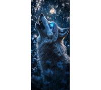 Lupo Dipingere con i Numeri Adulti, Misura XXL 60x180cm,Luna 2 Paint by Numbers Kit Principianti Con 3 Penne, Kit Fai Da Te, Hobby Creativi Adulti Regalo Donna Decorazioni Casa, (Senza Cornice) P0M-93