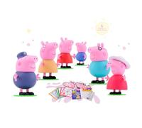 LUPPA Peppa Pig Juguetes, 6 Figuras Peppa Pig + Kit de Juegos para Niños, Incluye Dibujos para Colorear, Pegatinas, Máscara, Títere de Dedos y Figura Troquelada Armable
