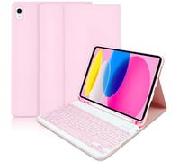 Lupxiu iPad 10. Generation mit Tastatur 10,9 Zoll 2022 - Leichtes Smart Cover mit Weck-/Schlafautomatik - Abnehmbare Folio-Tastatur für iPad 10. Generation 2022 - Pink