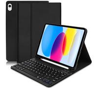 Lupxiu iPad 10. Generation mit Tastatur 10,9 Zoll 2022 - Leichtes Smart Cover mit Weck-/Schlafautomatik - Abnehmbare Folio-Tastatur für iPad 10. Generation 2022 - Schwarz