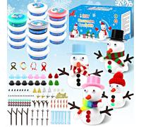 Lupxiu Kit de Manualidades Navideñas de Muñecos de Nieve, Juego de 16 Kits de Construcción de Muñecos de Nieve, Juego de Arcilla de Modelar de Secado al Aire, Regalos y Juguetes para las Fiestas