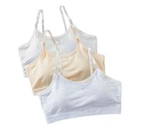 Lupy Sujetador Deportivo para niñas, Sujetador para Ropa Interior algodón para niños, Adolescentes, Crop Top Básico, Pack de 3