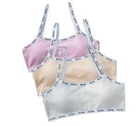 Lupy Sujetador Deportivo para niñas, Sujetador para Ropa Interior algodón para niños, Adolescentes, Crop Top Básico, Pack de 3