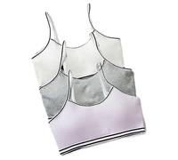 Lupy Sujetador Deportivo para niñas, Sujetador para Ropa Interior algodón para niños, Adolescentes, Crop Top Básico, Pack de 3