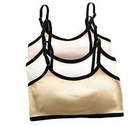 Lupy Sujetador Deportivo para niñas, Sujetador para Ropa Interior algodón para niños, Adolescentes, Crop Top Básico, Pack de 3
