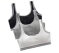 Lupy Sujetador Deportivo para niñas, Sujetador para Ropa Interior algodón para niños, Adolescentes, Crop Top Básico, Pack de 3