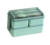 Luqeeg Box, Contenedor de Doble Capa de Gran Capacidad de 1400 Ml, Caja de Almacenamiento de Alimentos con Divisor y Canal para Cubiertos, Apto para Microondas, Ideal para Oficina, Picnic y Escuela