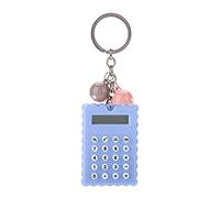 Luqeeg Calculadora Pequeña, Lindo Llavero Estilo Galletas, Botones de Silicona, Pantalla de 8 bits Mini Calculadora Portátil Bolsillo Color Caramelo Simple para Hogar Oficina (Blue)