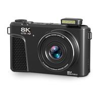 Luqeeg Cámara 88MP 8K, Autofocio de Zoom de 18x, Pantalla de Entrega 180 de 3 Pulgadas, Batería Dual WiFi sin Espejo con Tapa de Lente, Tarjeta de Memoria de 32 GB para Fotografía (Black)