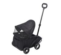 Luqeeg Cochecito Plegable para Mascotas con Toldo a Prueba de Sol, Carrito de Paseo para Perros de 4 Ruedas Carrito Plegable de 3 Pasos Ligero para Gatos Fácil Entrada (BLACK)