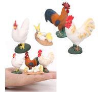 Luqeeg Figuras de Pollo con Detalles Realistas, Mini Estatua de Gallo Pintada a Mano para Decoración del Hogar, Granja, Jardín o Aula, Decoraciones Navideñas