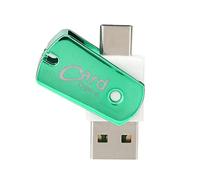 Luqeeg Lector de Tarjetas OTG Giratorias Portátiles Pequeños, Lector de Tarjetas de Teléfono Móvil de Alta Velocidad Tipo C 2 en 1 TF con un Desgaste y Duradero para la Computadora (Green)