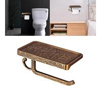 Luqeeg Portarrollos de Papel de Aluminio, Soporte para Toallas de Papel Higiénico Vintage con Gancho Multifuncional y Diseño de Eje Abierto, para Baño y Hotel (Gold)