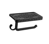 Luqeeg Portarrollos de Papel de Aluminio, Soporte para Toallas de Papel Higiénico Vintage con Gancho Multifuncional y Diseño de Eje Abierto, para Baño y Hotel (Black)