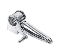 Luqeeg Rallador de Queso Giratorio de Acero Inoxidable, Herramienta de Cocina Multiusos para Cortar y Rallar, Afilado y Duradero, con Tambores Intercambiables, Fácil de Limpiar