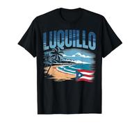 Luquillo Puerto Rico City Travel Rana Palmera Diseño Camiseta gráfica económica, Hombre, Negro, M