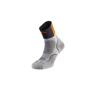 Lurbel Calacetines para trail Desafio Four SS26 - Calcetines unisex, transpirables, antiampollas y antiolor con amortiguación. (FR/ES, Letras, S, Regular, Regular, Gris Hielo/Naranja)