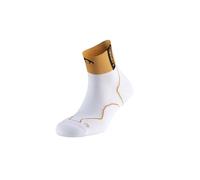 Lurbel Calcetines para trail Desafio Three SS26 - Calcetines unisex, transpirables, antiampollas y antiolor con amortiguación. (FR/ES, Letras, L, Regular, Regular, Blanco/Amarillo Ambar)