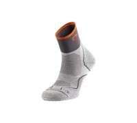 Lurbel Desafío Four - Calcetines de trail running unisex, Calcetin transpirable, antiampollas y antiolor, Calcetines con amortiguación, Calcetin tobillero para trail. (M - Gris Hielo/Naranja)